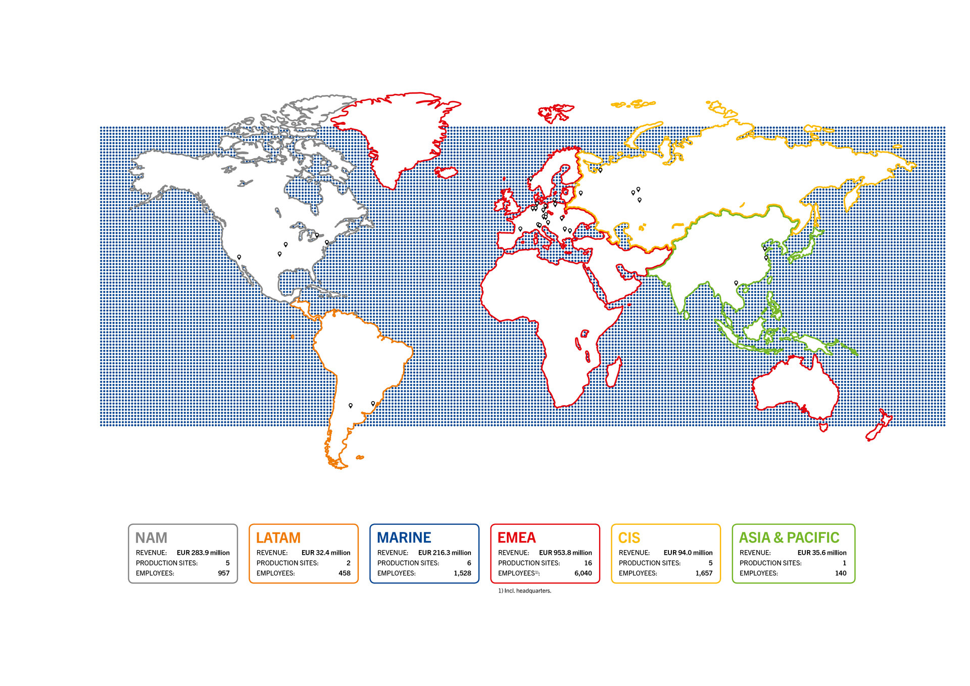 Production sites worldwide Production sites worldwide